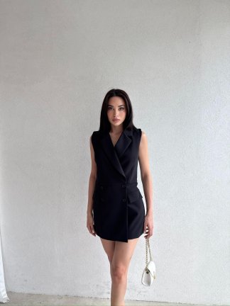 DOMBOY Şortlu Mini Elbise 5201 - Siyah 