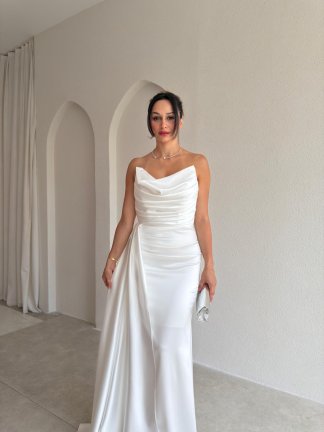 DRAGON Saten Maxi Elbise 4212 - Beyaz - 2