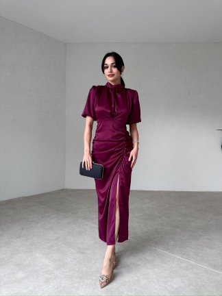 VENLO Elbise 1027 - Bordo - 2