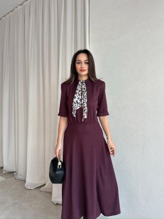 DRAX Elbise 8715 - Mürdüm - 3