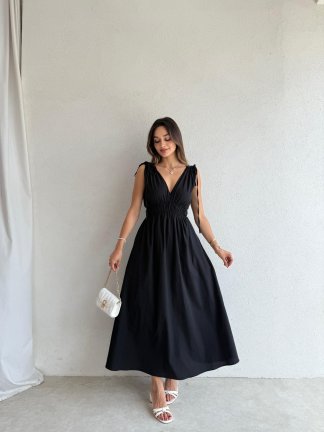 DUFFY Maxi Elbise 3223 - Siyah 