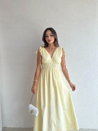 DUFFY Maxi Elbise 3223 - Sarı - 1
