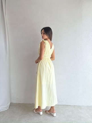 DUFFY Maxi Elbise 3223 - Sarı - 4