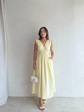 DUFFY Maxi Elbise 3223 - Sarı - 3