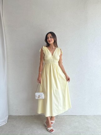 DUFFY Maxi Elbise 3223 - Sarı - 2