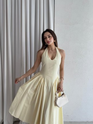 DULCET Midi Elbise 3842 - Sarı - 1