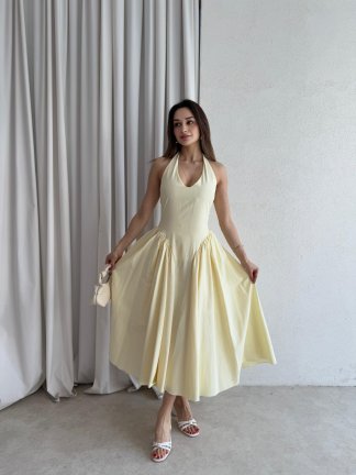 DULCET Midi Elbise 3842 - Sarı - 2