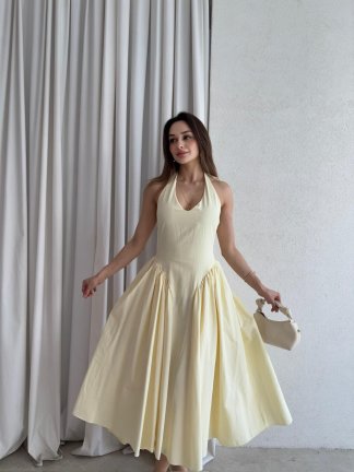 DULCET Midi Elbise 3842 - Sarı - 3