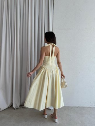 DULCET Midi Elbise 3842 - Sarı - 4