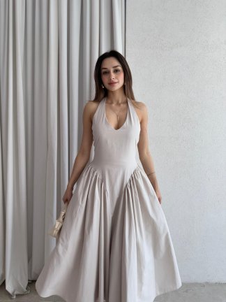 DULCET Midi Elbise 3842 - Bej 