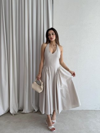 DULCET Midi Elbise 3842 - Bej - 2