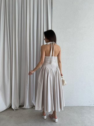 DULCET Midi Elbise 3842 - Bej - 3