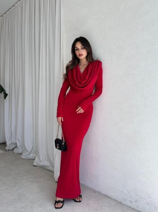 EDERSON Maxi Elbise 8208 - Kırmızı 