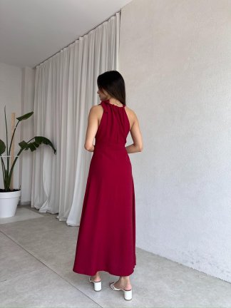 EDMUND Maxi Elbise 5778 - Bordo - 3