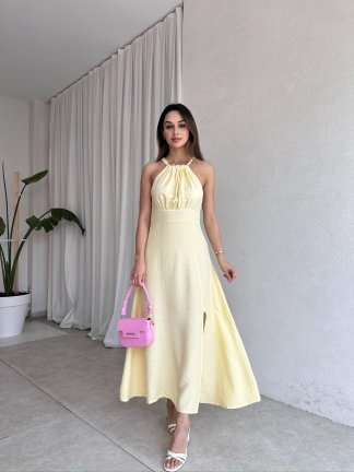 EDMUND Maxi Elbise 5778 - Sarı - 2