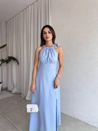 EDMUND Maxi Elbise 5778 - Mavi 