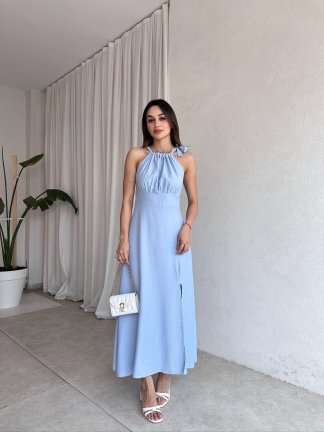 EDMUND Maxi Elbise 5778 - Mavi - 2