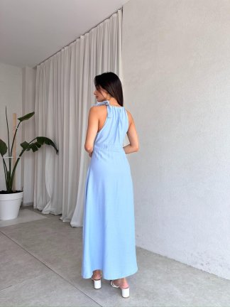 EDMUND Maxi Elbise 5778 - Mavi - 3