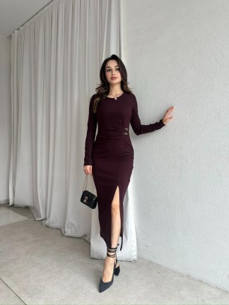 EDWARD Midi Elbise 9305 - Bordo - 3