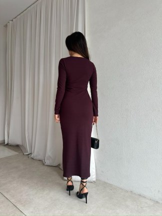 EDWARD Midi Elbise 9305 - Bordo - 4