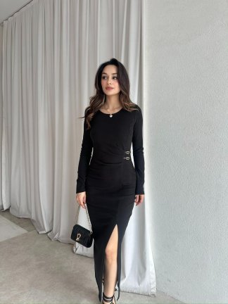 EDWARD Midi Elbise 9305 - Siyah 
