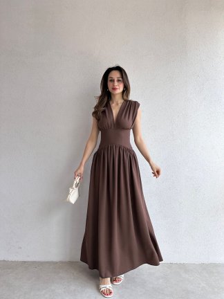EGERTON Maxi Elbise 3845 - Acı Kahve - 2