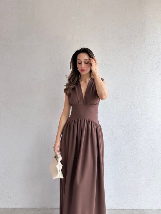 EGERTON Maxi Elbise 3845 - Acı Kahve 