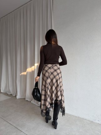 ELENOR Dantel Detaylı Etek 8838 - Krem - 2