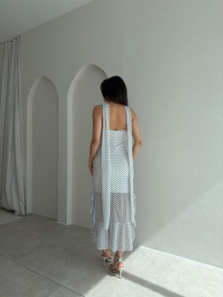 ELİOT Fularlı Midi Elbise 9019 - Beyaz - 3