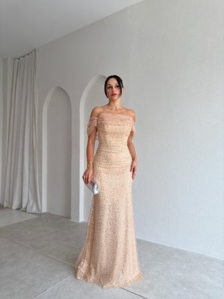 ELİSHA Payetli Maxi Elbise 4520 - Gold - 1
