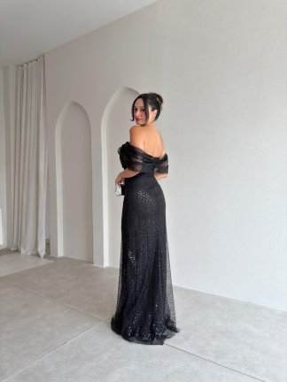 ELİSHA Payetli Maxi Elbise 4520 - Siyah - 3