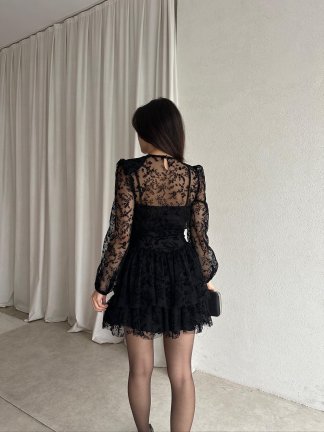 ELİZA Mini Dantelli Elbise 8256 - Siyah - 3