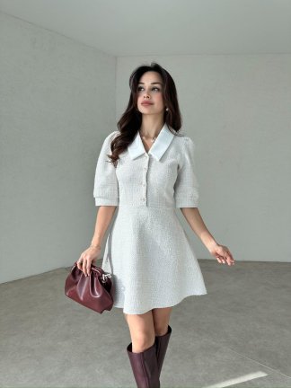 ELİZABETH Mini Elbise 7903 - Beyaz 