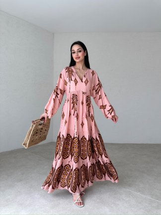 ELMİRA Maxi Elbise 3587 - Pudra - 2