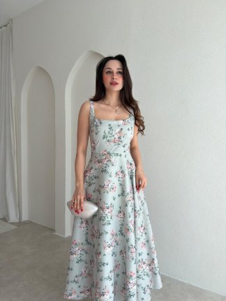 ELOİSE Çiçek Desenli Midi Elbise 8529 - Yeşil - 2