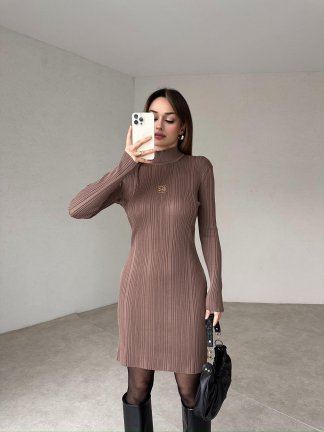 ELTON Mini Elbise 5060 - Kahverengi - 3