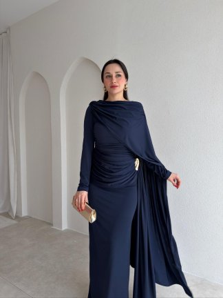 ELVİS Maxi Elbise 5447 - Lacivert - 2