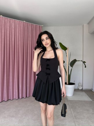 EMELİNE Mini Elbise 5073 - Siyah - 1