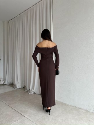 EMİLİA Maxi Elbise 4210 - Acı Kahve - 4