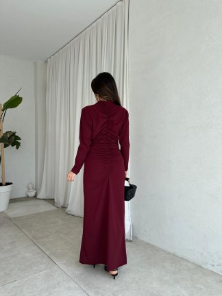 EMPİRE Midi Elbise 8554 - Bordo - 3