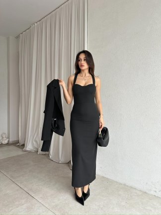 ERLİNG Midi Elbise & Ceket 8451 - Siyah - 1