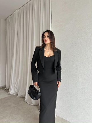 ERLİNG Midi Elbise & Ceket 8451 - Siyah - 3