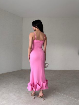  Midi JUPE Elbise 3179 - Pembe - 4