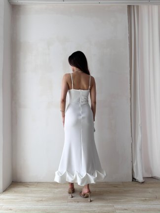 Midi JUPE Elbise 3179 - Beyaz - 3