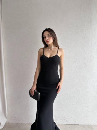 Midi JUPE Elbise 3179 - Siyah 