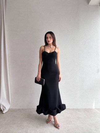 Midi JUPE Elbise 3179 - Siyah - 2