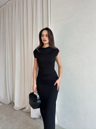 EVA Midi Elbise 8723 - Siyah - 2