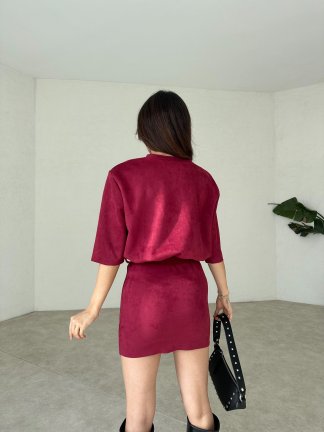 EVANGELİNE Midi Elbise 7534 - Bordo - 3