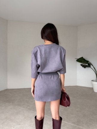 EVANGELİNE Midi Elbise 7534 - Gri - 3