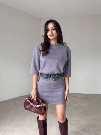 EVANGELİNE Midi Elbise 7534 - Gri 